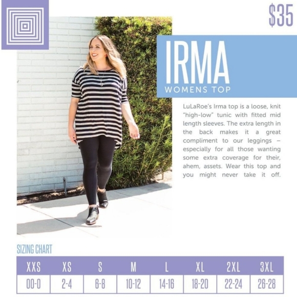 Lot of 4 Lularoe Irma Tees, XXS - Picture 6 of 6